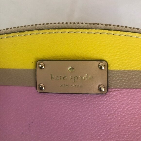 Kate Spade White, Pink, Yellow & Blue Stripped Leather Crossbody  Purse - Picture 5 of 16